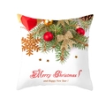 Detailed view of white Christmas pillow cover with festive pine branch and ornaments - Gold Snowflake Gift Box - White