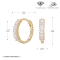 Detailansicht der vergoldeten S925 Silber-Creolen mit 5A Zirkonia und Größenangaben im Bild - 925er Silber / 925 Silber Gelbgold beschichtet