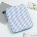 Blue and white checkered 13 inch laptop sleeve with front pocket and zip closure - 11" / Blue & White Plaid