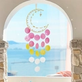 Moon-shaped shell wind chime with colorful shells and crystals for bedroom wall decor - Material Kit / Crystal Shell Crescent