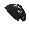 Berretto slouchy alla moda con tintura tie-dye bianca e nera, morbido cappello autunnale - M (56-58cm) / Nero