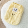 Cute yellow plush dog vest with bear ears and metal D-ring for small pets - S (Recommended weight 1.5-2.5kg) / Simple Yellow