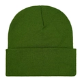 Classic green knitted beanie hat with stylish cuffed design on a white background - One Size / Army Green