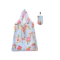 Foldable light blue grocery bag featuring elegant pink roses and butterflies with hook - 16kg / 38*58cm / Rose Butterfly (XC-03)