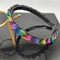 Chic headband with rainbow gradient rhinestones and non-slip inner teeth for women - Multicolor Rhinestone