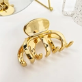 Elegant gold metal shark hair claw clip for thick hair, large vintage style accessory - 10.5cm / Gold