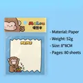 Cartoon monkey memo pad, non-adhesive 80 sheets, 8x8cm cute stationery for students - 4# Open-minded Monkey - Memo Pad