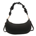 Sac selle nuage noir chic avec bandoulière froncée et accessoires dorés - Noir