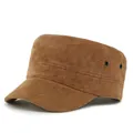 Berretto militare marrone in finto scamosciato con occhielli metallici e cuciture fini - Regolabile / Kaki
