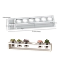 DIY silicone mold for 5-hole rectangular plant stand with dimension details and finished product - 6-Slot Cup Rack Style