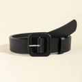 Cintura larga nera da donna con fibbia quadrata rivestita in pelle e ardiglione argento - Nero