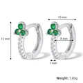 Orecchini a cerchio in argento S925 con zirconi e pietre preziose verdi a trifoglio - Argento Verde