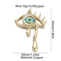 Gold-tone Turkish evil eye teardrop pendant in copper with weight and size specifications - YSN033-07 (Vertical Teardrop Gold Eye)