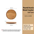 Natural acacia wood round drink coaster with 8.8cm diameter and distinct grain - 8.8cm Acacia Wood Round Coaster