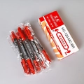 Set of 10 red dual-tip oil-based permanent markers for detailed drawing and marking - Oil-based Hongcheng / 10 Pieces/Pack / Red