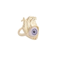 Gothic 18K gold heart ring with realistic blue eye inlay in surrealist design - 8# Grey