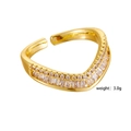 Anello regolabile a V placcato oro con doppia fila di cristalli di zircone peso 3,0g - Stile 266 (Forma a V Bianco)