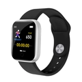 Y68 smart watch with white case and black strap showing fitness calorie tracking - Silver Black