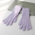 Guantes de punto de felpa morada gruesa para mujer que brindan protección térmica - Morado