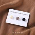 Three matte magnetic pins for scarves in beige, brown, and black colors on a white card - Mixed (SET-4)