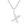 Elegante collana in acciaio inossidabile argento con ciondolo a lettera X con perle - X-Argento