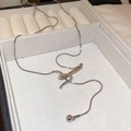 Close-up of silver snake chain necklace with irregular pendant in a jewelry box - Silver