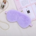 Soft faux fur sleep eye mask in light purple with comfortable elastic satin head strap - Violet