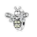 S925 sterling silver honey bee charm with yellow zircon crystals for DIY bracelets - S925 Silver/Yellow Zirconia / Bee