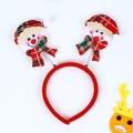 Detalle de diadema navideña con muñecos de nieve con resortes y tela roja decorativa - Muñeco de Nieve No Brillante Franela