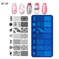 Macro detail of BC-08 nail art stamping plate with heart and cupid etched patterns - Heart Cupid Vintage Style (BC-08)