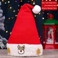 Rote und weiße Weihnachts-Strickmütze mit Rentier-Motiv und goldener Schneeflocke - Gestrickte Plüschmütze - Rentier