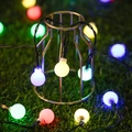 Solar outdoor multicolor globe string lights with frosted LED bulbs for garden decor - Round Ball (Multicolor) / Solar: 12m 100 LEDs