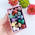 Set of 14 natural stone mushroom figurines including amethyst and rose quartz crystals - Crystal Mushroom Set (Random Material)
