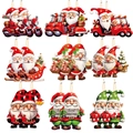 Juego de 18 adornos navideños de madera con figuras de Papá Noel y elfos en nueve estilos - Estilo Papá Noel (A25-016)