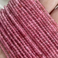 Faceted natural strawberry quartz beads in pink finish for jewelry making - Red Strawberry Quartz 3mm