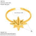 Detailed size specifications for gold plated stainless steel starfish adjustable ring - Octagonal Star Style(SR273G)