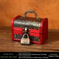 Vintage wooden jewelry box with cherry blossom pattern and metal combination lock - Cherry Blossom Handle + Combination Lock