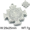 Dubbelzijdige St. Benedictus medaille hanger van metaal, afmetingen 29x25mm - 29*25mm / Staalkleur