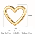 Gouden roestvrijstalen hartvormige bedel van 15x13mm voor DIY sieraden maken - Gepolijste Hart Stijl (VC738) / Goud