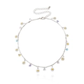 Daisy pendant necklace with colorful heart charms and adjustable silver chain - Colorful Daisy Necklace / Silver