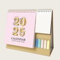 2025 pink desk calendar variant with kraft stand, notepad and colored sticky notes - K06 Pink Floral with Sticky Notes 2026.7-2027.12