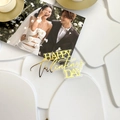 Golden acrylic mirror cupcake topper featuring artistic HAPPY Valentine's DAY text design - Happy Valentine's Day Transparent Gold