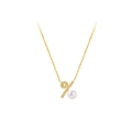 Elegante collana s925 con ciondolo a percentuale, perla bianca e dettagli dorati - Argento 925 / Oro