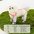 Waterproof dog winter onesie with pink straps and bear pattern including size chart - Aoli Pink (Spring/Summer Style)