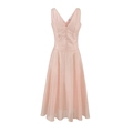 Rosa ärmelloses Midi-Kleid mit V-Ausschnitt, Zierknöpfen und taillierter Passform - S / Rosa
