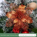 Fleur de poinsettia creuse orange-or de 16 cm pour la décoration du sapin de Noël - Bronze