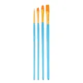 Set of 4 blue handle brushes with orange nylon bristles for oil and acrylic painting - 4Pcs Mixed Styles HB023F / Blue