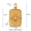 Gold plated copper Evil Eye rectangle pendant charm with micro-pave zircon detail - Gold Micro-pave Eye Rectangle Style (K085225K2-Gold)