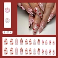 Elegant 3D bow press-on nails with leopard print and red lip patterns 24pcs. - Z1073 French Red Lips (Adhesive Type)