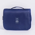 Waterproof navy blue travel toiletry bag with handle and zipper in nylon fabric - Navy Blue